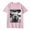 Funny Capybara Selfie with UFO Graphic T Shirt Men Women Oversized Cotton Short Sleeve Summer Print Tops