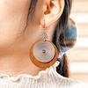 Vintage Boho Exaggerated Big Statement Round Wooden Metal Drop Earrings Woman Ethnic Creative Geometric Dangle Female Jewelry