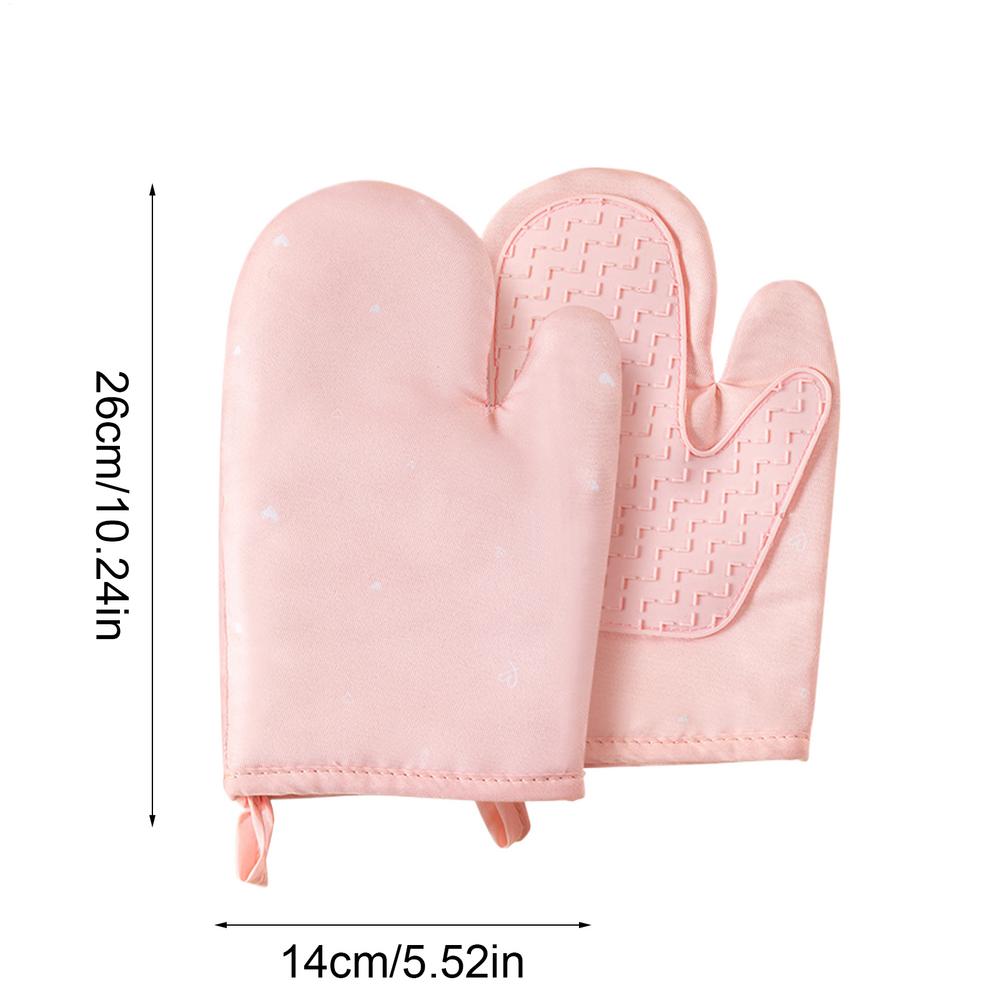 Oven Gloves Cooking Mitts Heat Resistant Kitchen Gloves Silicone Non-Slip Potholder with Soft Lining Waterproof Hand Protection