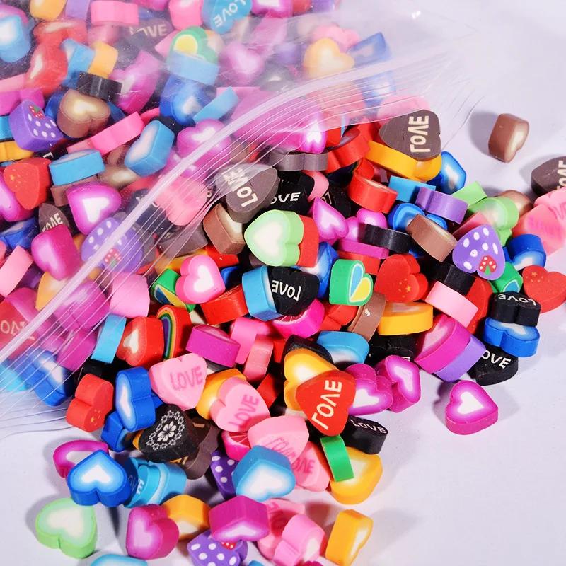 100Pcs/Lot 0.4cm Soft Pottery DIY Slime Fluffy Accessories Fruit slices Filler For Polymer Clay Toy For Children slime supplies