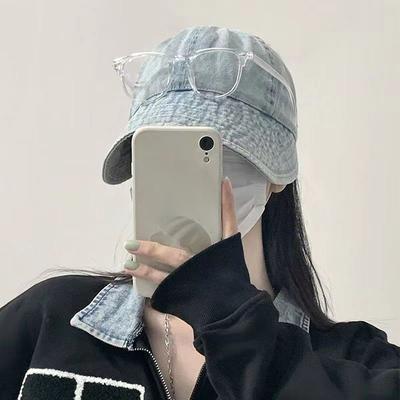 1Pcs Foldable Wide Brim Denim Hat Women Adjustable Outdoor Beach Bucket Hat Summer Sun Protection Visors Mountaineering Hat