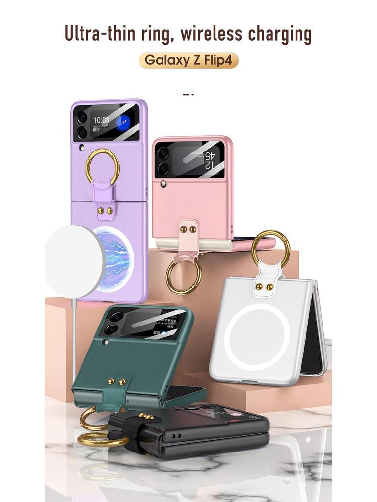 Samsung Z Flip4 Magnetic Ring Wireless Charging Phone Case - Ultra-thin, Foldable, Drop Protection Cover