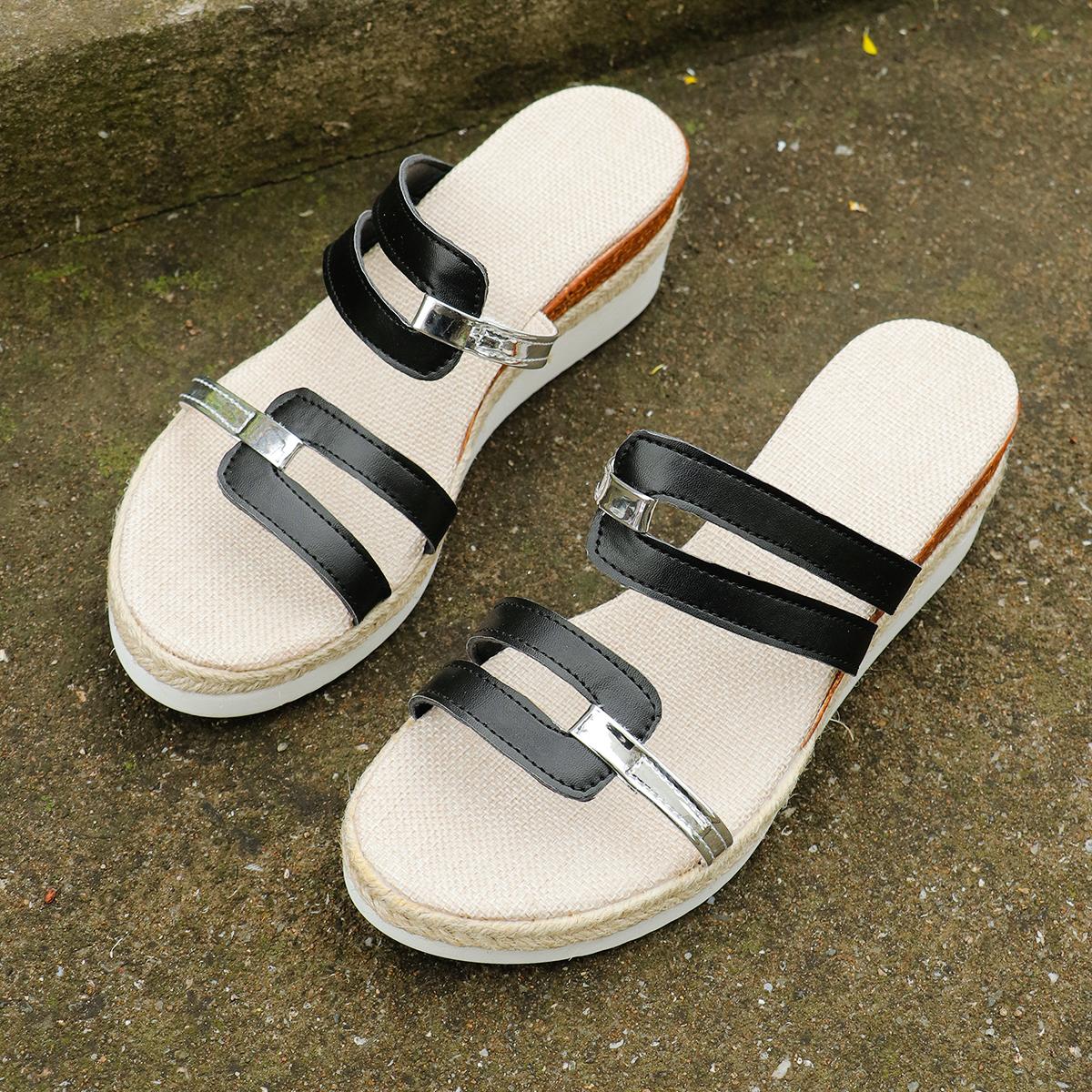 Мода 2024 Новые летние дизайнерские босоножки на танкетке Женские туфли на платформе — фото 8