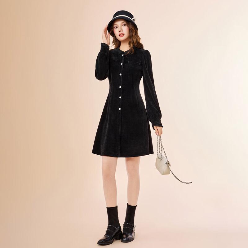 IEF 2025 Winter Hepburn Style Long-Sleeve Dress