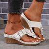 Sandali Ciabatte Zeppa da Donna, Infradito Estive Aperte con Fibbia Floreale, Calzature Casual Taglie Forti