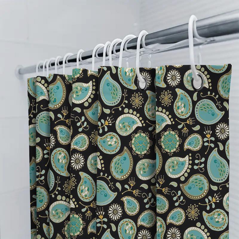 Unframed Bathroom Curtain Floral Vintage Paisley Print Waterproof Shower Curtain Sets Home Decor