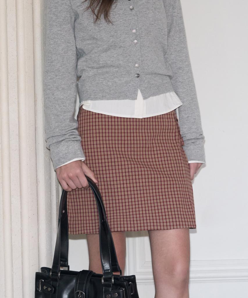 Kiyamo Mini Pocket Pleated Check Skirt_Red