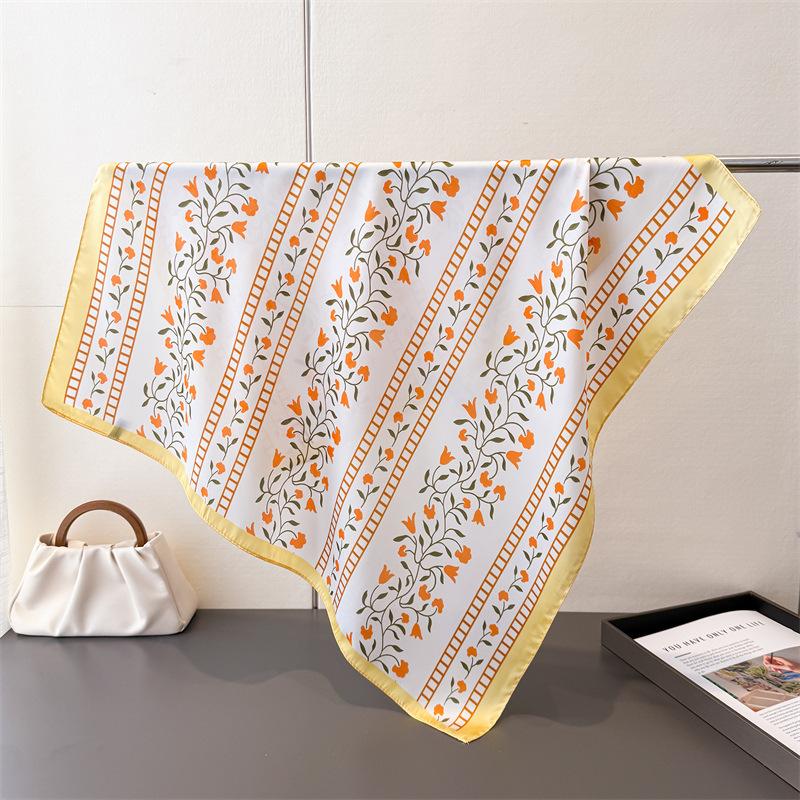 70x70cm Square Scarf Women Imitation Silk Hairbands Foulard Women Bandands Kercheif Shawls Wraps Small Hijab Headband Bandana