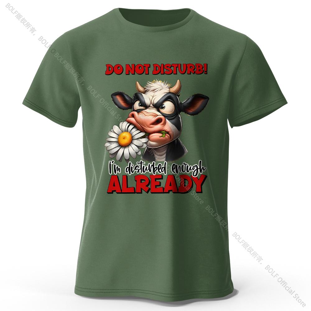 Cartoon Cow Print 100% Cotton T-Shirt, Soft & Breathable Round Neck Short Sleeve Tee, Unisex Fun & Whimsical Style