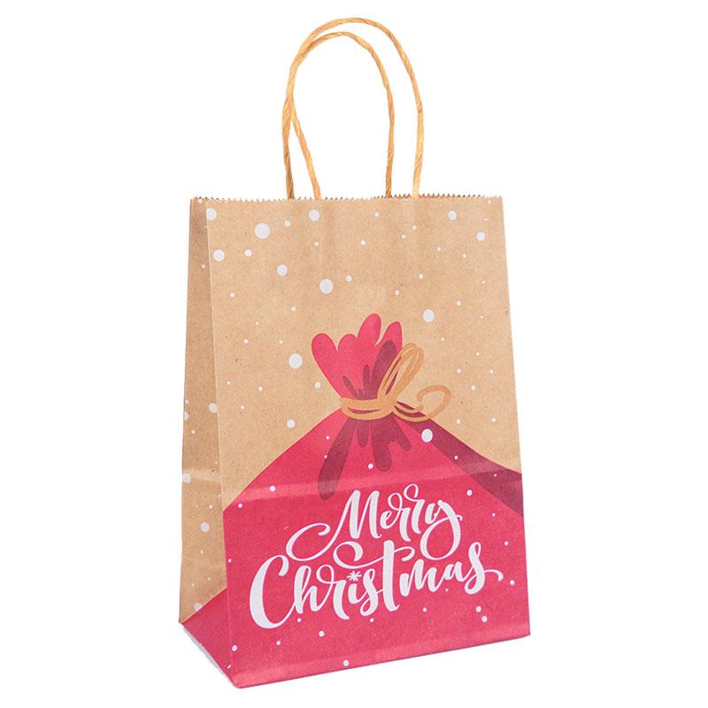 5pcs Kraft Paper Gift Bags Merry Christmas Candy Cookie Packaging Bag Boxes Natal Kids Favors 2025 New Year Party Decoration