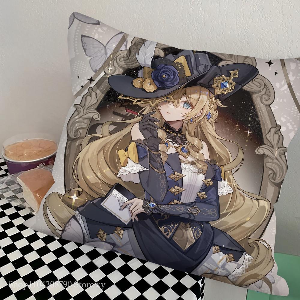 Game Genshin Impact Navia Caspar Pillow Case Square Pillow Bedroom Sofa Leisure Comfort Cushion Car Living Room Home Decoration