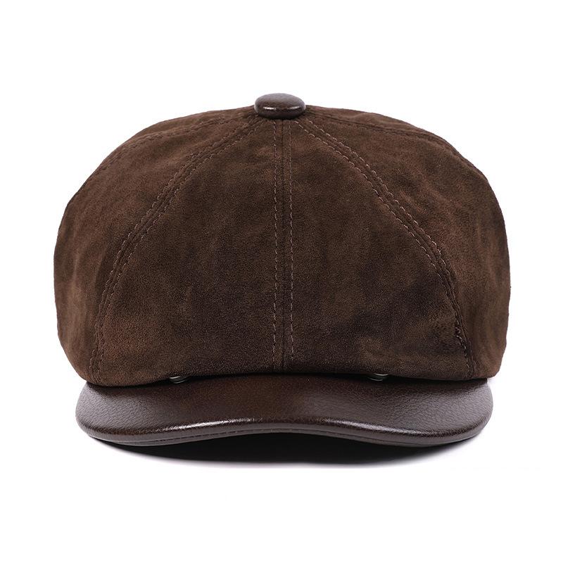 Men Casual First Layer Cowhide Leather Cap Men Real Cowhide Leather Caps Male Fall Genuine Real Cow Leather Berets