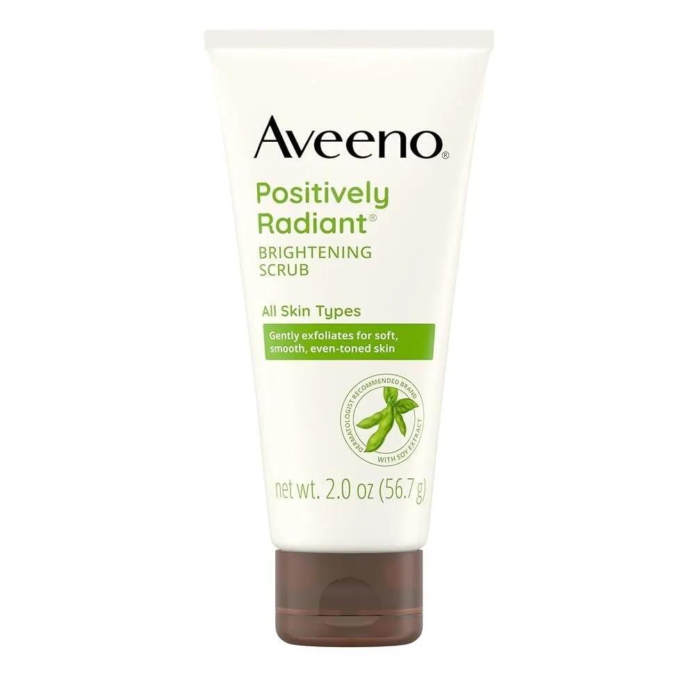 

Aveeno Positively Radiant Skin Brightening Daily Exfoliating Facial Scrub. Moisture-rich soybean extract improves skin tone and texture.
