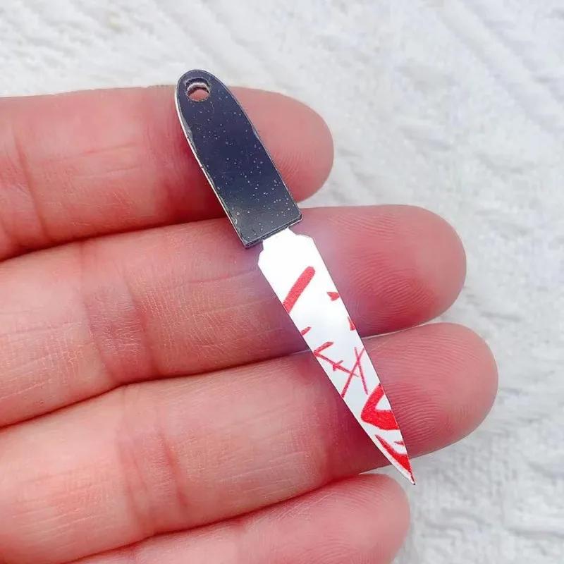 Arcylic Charms Halloween Blood Knife Charms Pendant for DIY Earring Keychain Jewelry Making Designer Charms