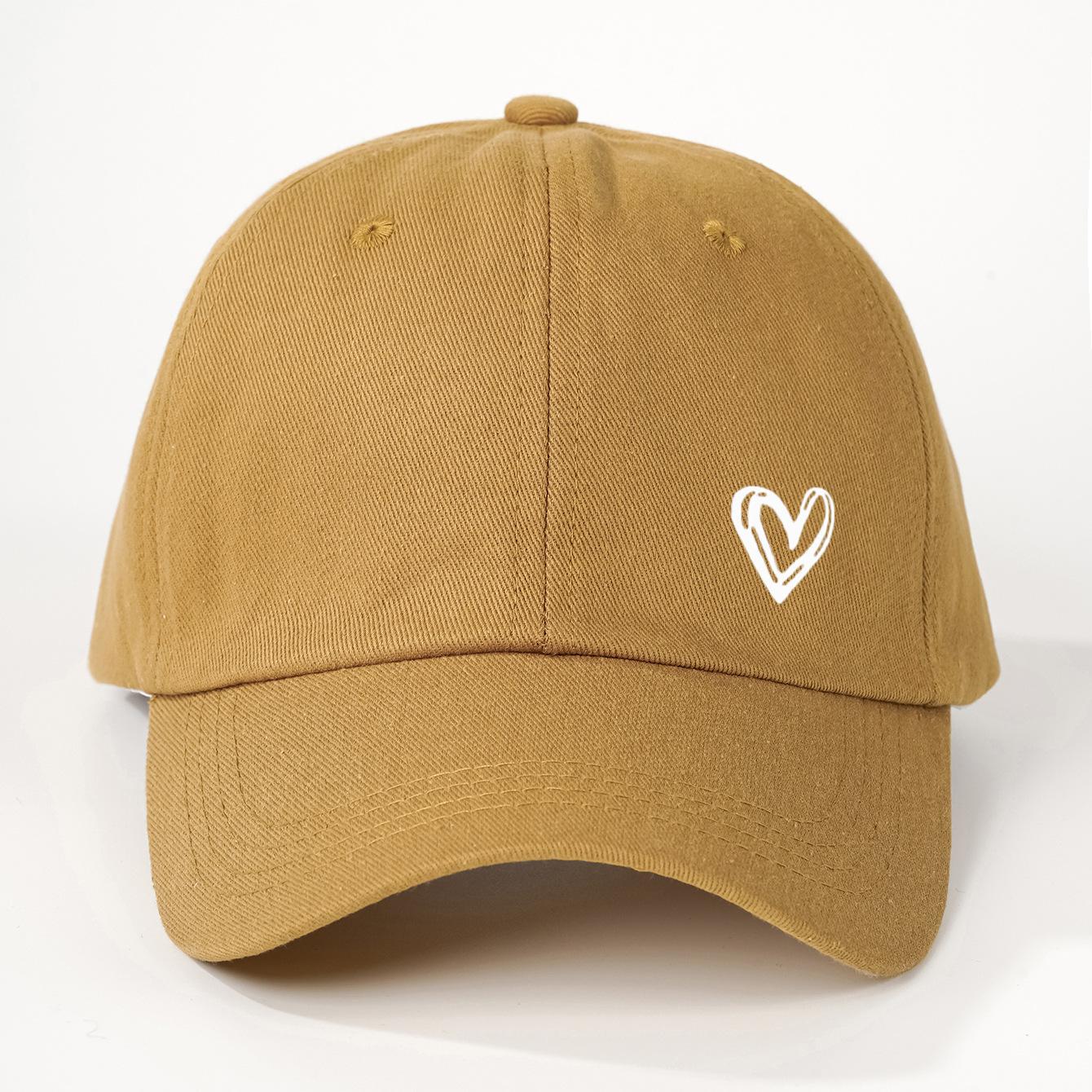 

Solid color love printed baseball cap for men and women outdoor sun protection soft top duckbill cap Adjustable жёлтый