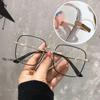 Oversize Square Plano Glasses for Women and Men Anti Blue Light Blocking Round Eyeglasses Shiny Glitter Frame Computer Eyewear