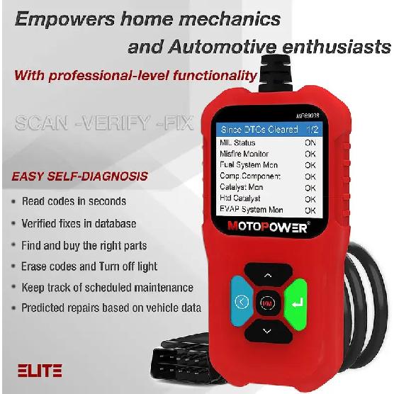 MOTOPOWER MP69038 Car OBD2 Scanner Code Reader Engine Fault Code Reader Scanner CAN Diagnostic Scan Tool - Elite Edition