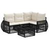 Garden Sofa Set 5 Piece Black and Cream White Poly Rattan