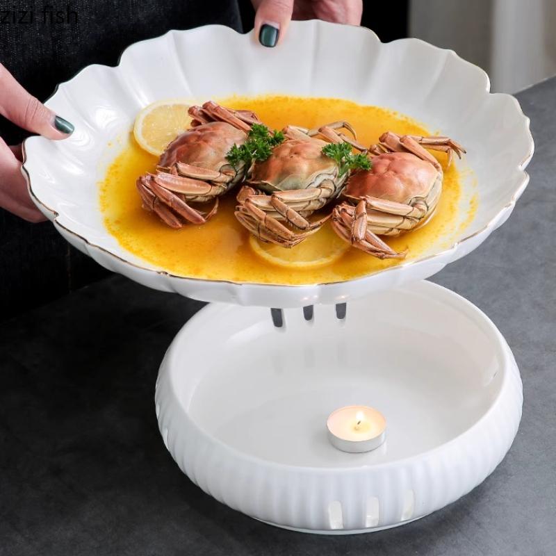 Candle Heating Furnace Dining Plate Ceramic Stove Tableware Warming Tray Serving Plate Fruit Bowl Dessert Bowl Soup Plates Dish
