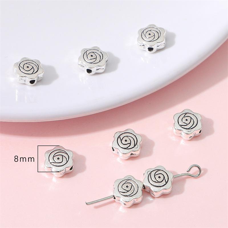 Antique Silver Alloy Heart, Flower & Butterfly Pendant for DIY Retro Jewelry Making