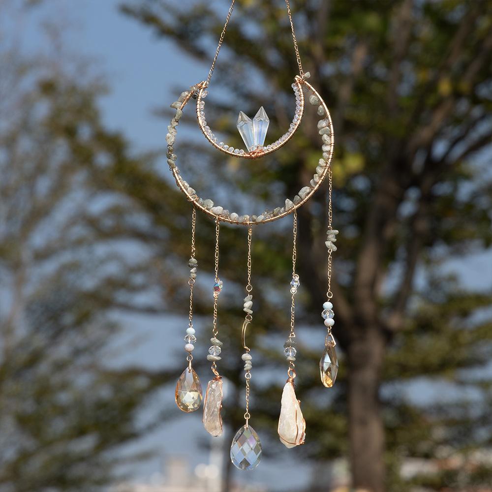 Elegant Natural Stone Dream Catcher Tree of Life Sun Catcher Wind Chime Home Decor Hanging Pendant Ornament