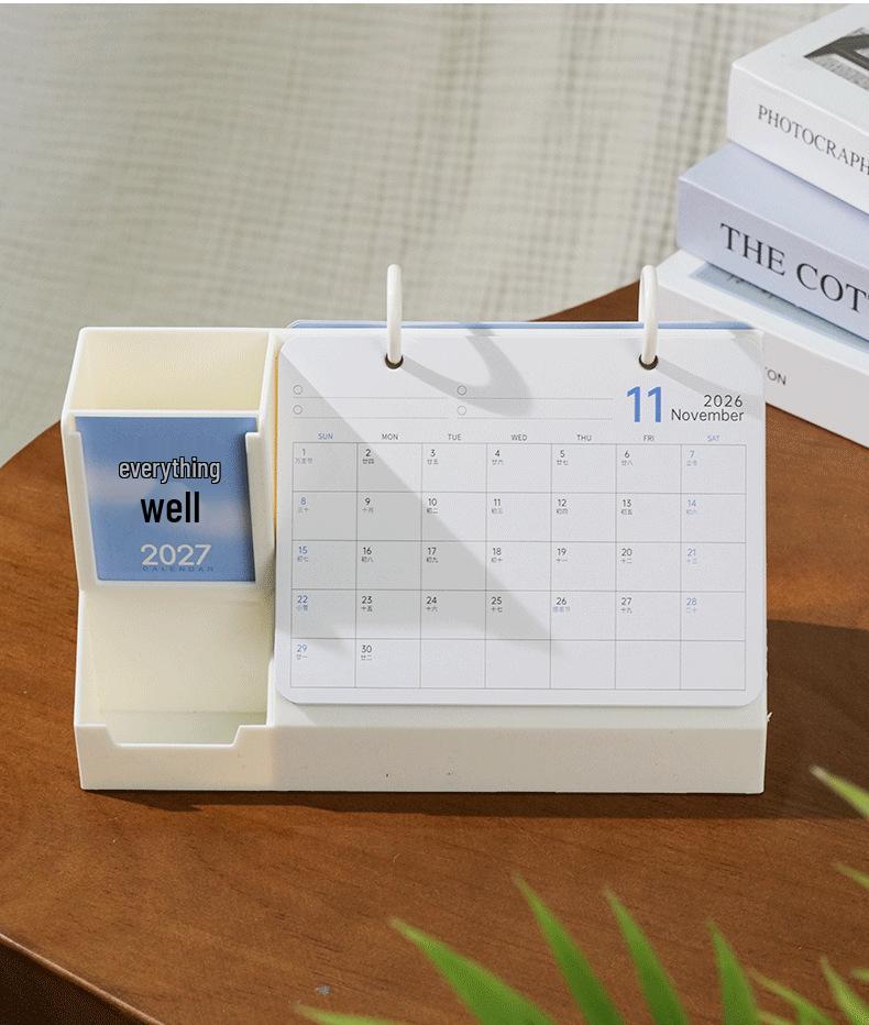 2027 Multi-functional Acrylic Desk Calendar with Custom Logo | High-Aesthetic Simple Style Desktop Ornament