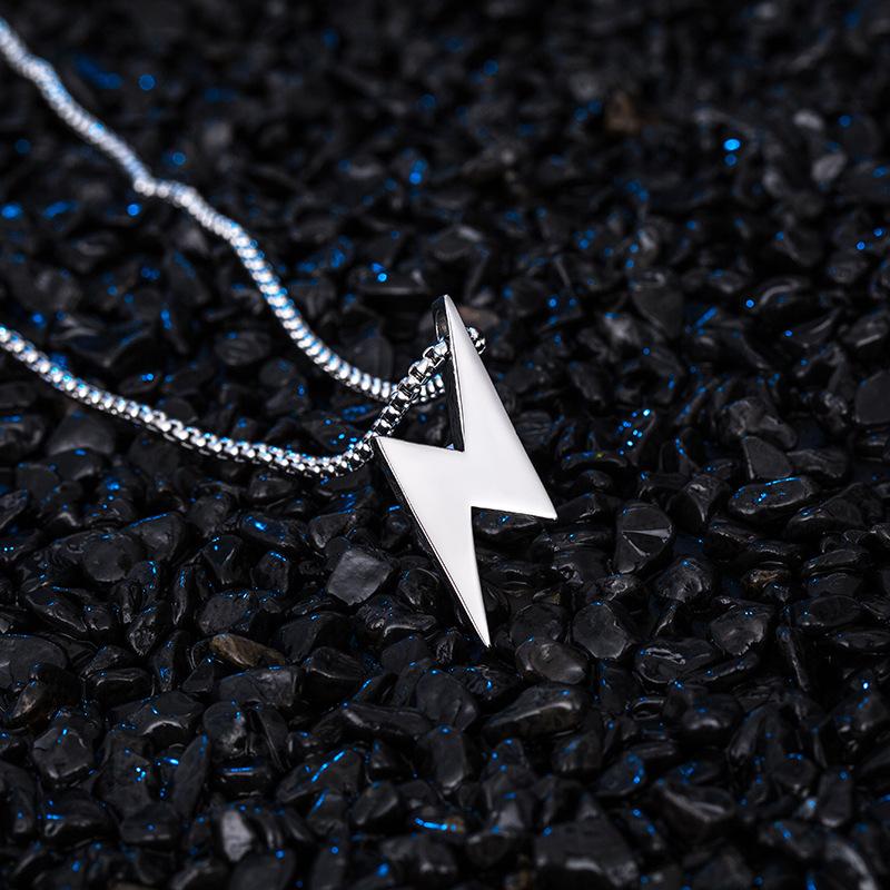 Stainless Steel Lightning Charm Necklaces For Men Boyfriend Gifts Versatile Fashion Jewelry