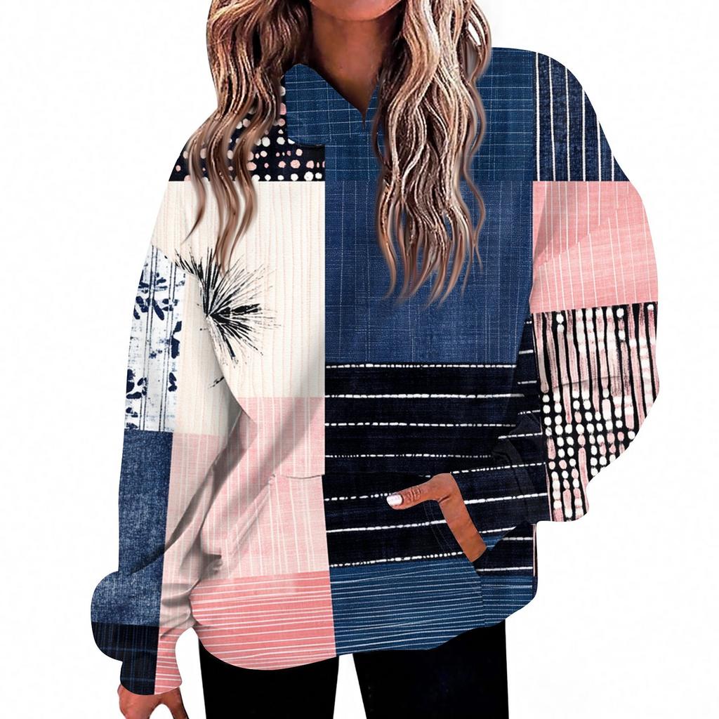 Women's Fashion Daily  Casual V-Neck Long Sleeve Printed Top