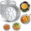 10Pcs Round Food Grade Aluminum Foil Trays Disposable Silver Portable for Baking Party Takeaway Outdoor Camping