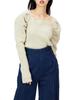 Mira Owen Square Neck Volume Sleeve Knit 09WNT214170 IVR 0 Women's