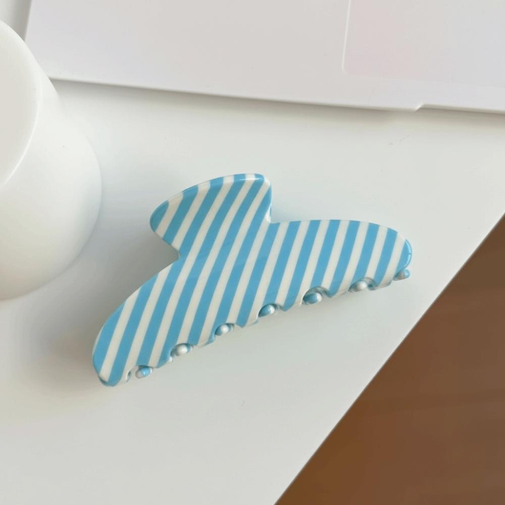 Fashion Korean Style Striped Hair Claw Large Geometry Acetate Claw Clip Crab Clip Headwear Acetic Acid Shark Clip Girls