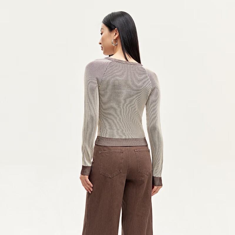 VEROMODA Women's Striped Cropped Knit Top