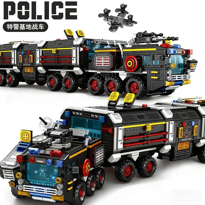 Giant SWAT Command Vehicle Building Blocks Truck Armored Car Brick Model Car Building Blocks Children Toy Christmas Holiday Gift
