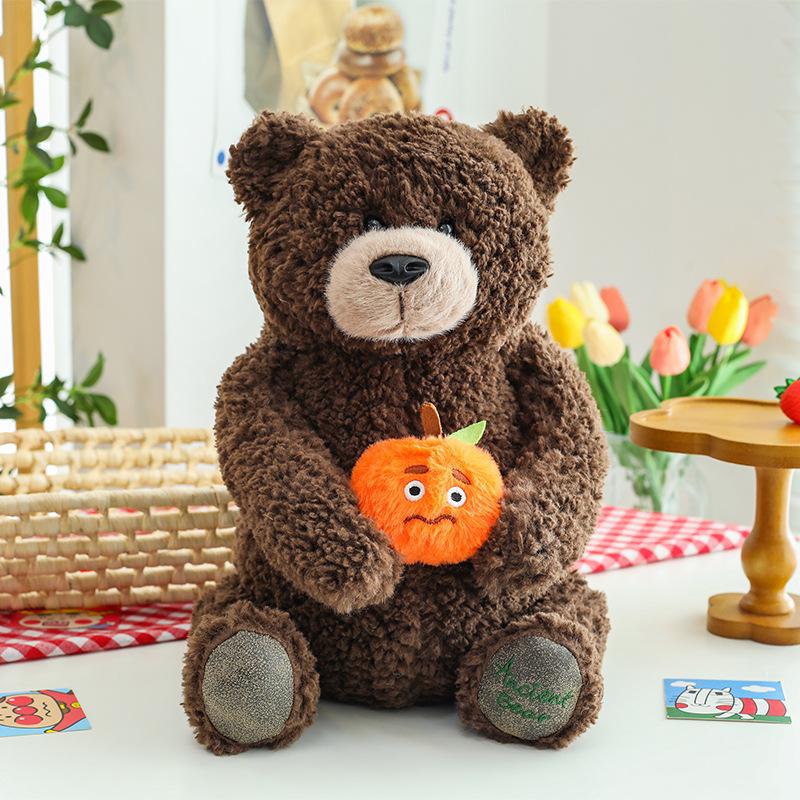 

New Orange Bear Doll Plush Toy Sitting Teddy Bear Hug Bear Doll Children s Gift for Women 35Cm sitting height (0.44kg)