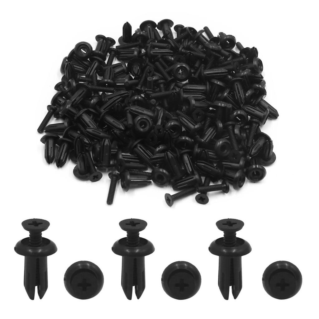 uxcell Clip, 0.2 inch (5 mm) Diameter, Black, Plastic, Mini Rivet, Push Type, Door