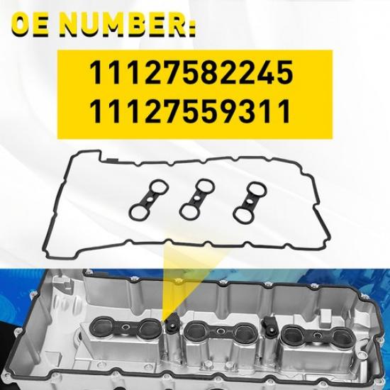 Engine Valve Cover Gaskets Kit Replacement Gray Fit 2009-12 BMW 328i 11127559311