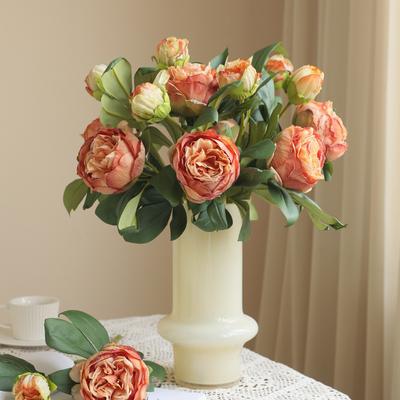 Simulación de Alta Calidad 2 Cabezas Capullo Peonía Seda Hogar Sala de Estar Mesa de Comedor Decoración de Boda Flor Artificial Falsa