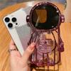 Glitter Astronaut Clear Phone Case For iPhone 16 15 14 Plus 13 12 11 Pro Max Crossbody Mirror Stand Cover