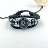 Luminous Sun & Moon Time Gem Unisex Vintage Leather & Beaded Bracelet