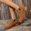Roman Women's Retro Short Boots Women's Autumn and Winter New Medium-heeled Thick-heeled Round Toe Martn Boots