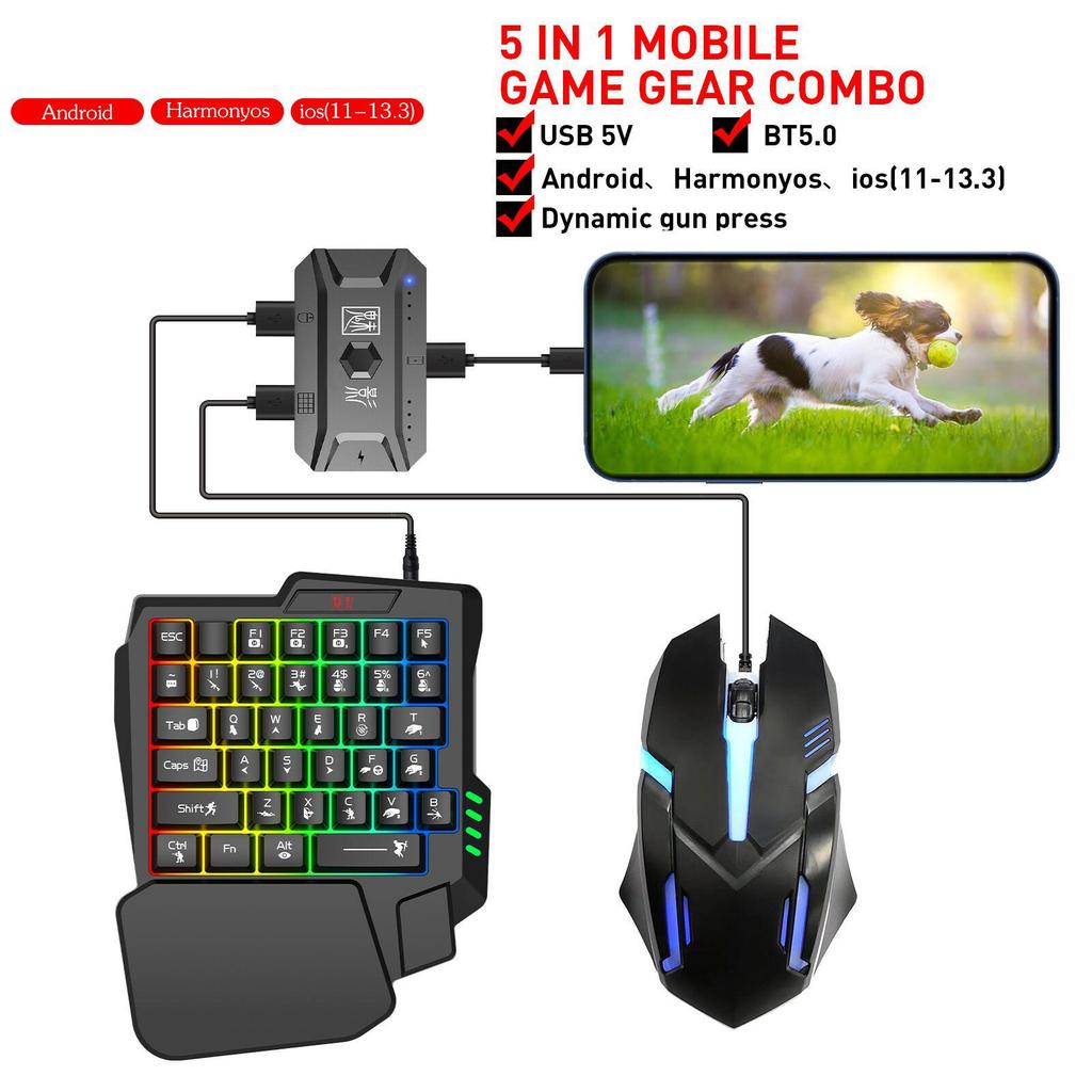 M1 Pro Toetsenbord- en Muisconverter Draagbare Mobiele Gaming Toetsenbord- en Muisadapter BT5.0
