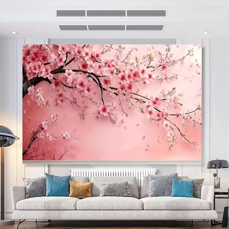 2D Spring Cherry Blossom Backdrop Soft Pink Floral Themed Party Background
