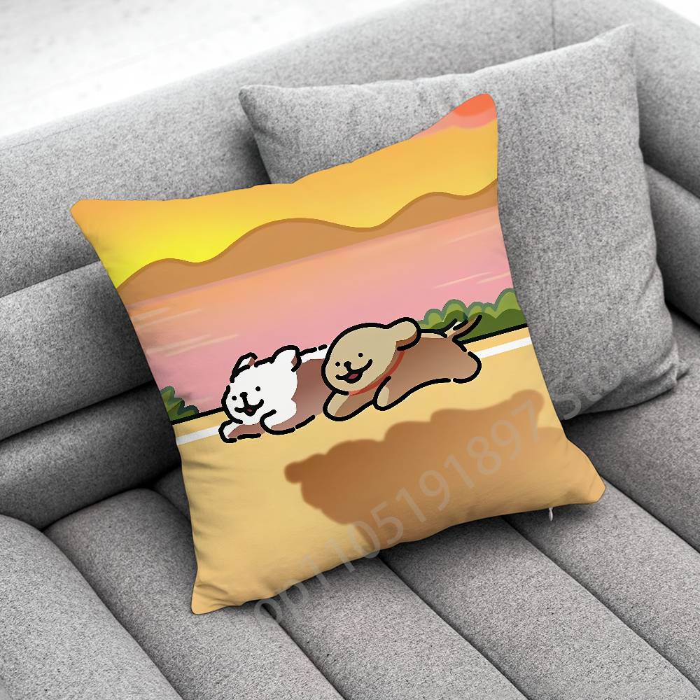 Korea Line Puppy Maltese Dog Throw Pillow Case For 30x30cm 40x40cm 45x45cm 50x50cm 55x55cm Square Sofa Pillowcase Shell