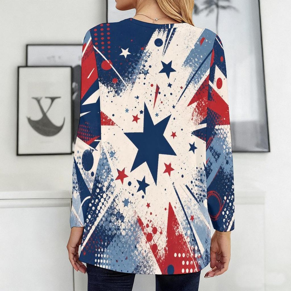 Womens Plus Size Long Sleeve Pocket Tee Loose Casual Soft Daily Wear Top