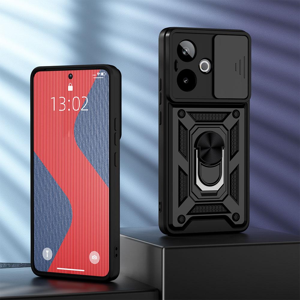 KEYSION Shockproof Armor Case for Realme GT 7 Pro Slide Camera Lens Protection Ring Stand Phone Cover for OPPO Realme GT 7 7T 5G
