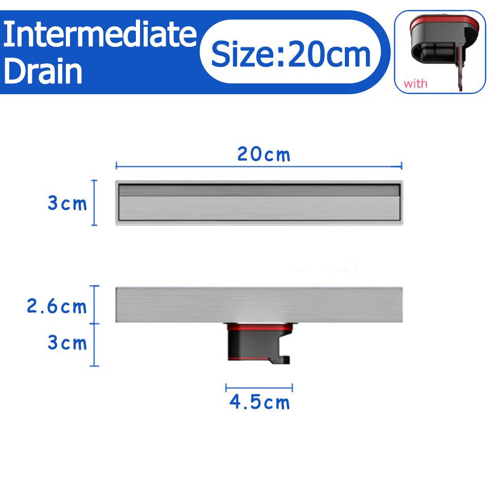 Bathroom Shower Floor Drain Black 304 Stainless Steel Rectangle Lavatory WC Long Linear Drainage Side Floor Drains 30 40 50cm
