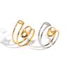 Yori Trendy Fashionable Paperclip Gold Silver Two Tone Open Ring Stainless Steel Charm Finger Jewelry Accessories Gift
