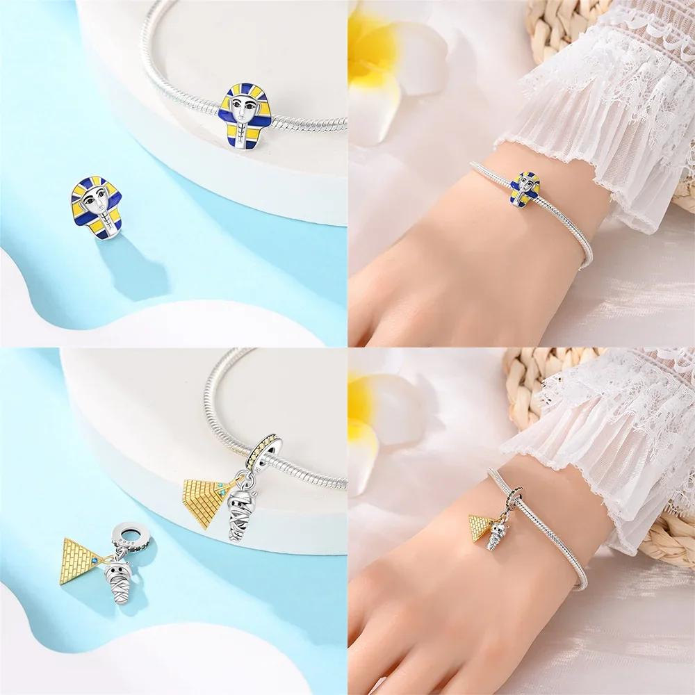 Kupfer Mumien Pyramide Zweiteiliges Set Charm Anhänger Passen Original Charm Armband DIY Perlen Für Frauen Schmuck Geschenk
