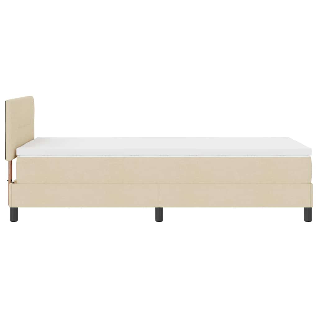 Boxspring bed with LED light strips Cream 90 x 190 cm Fabric