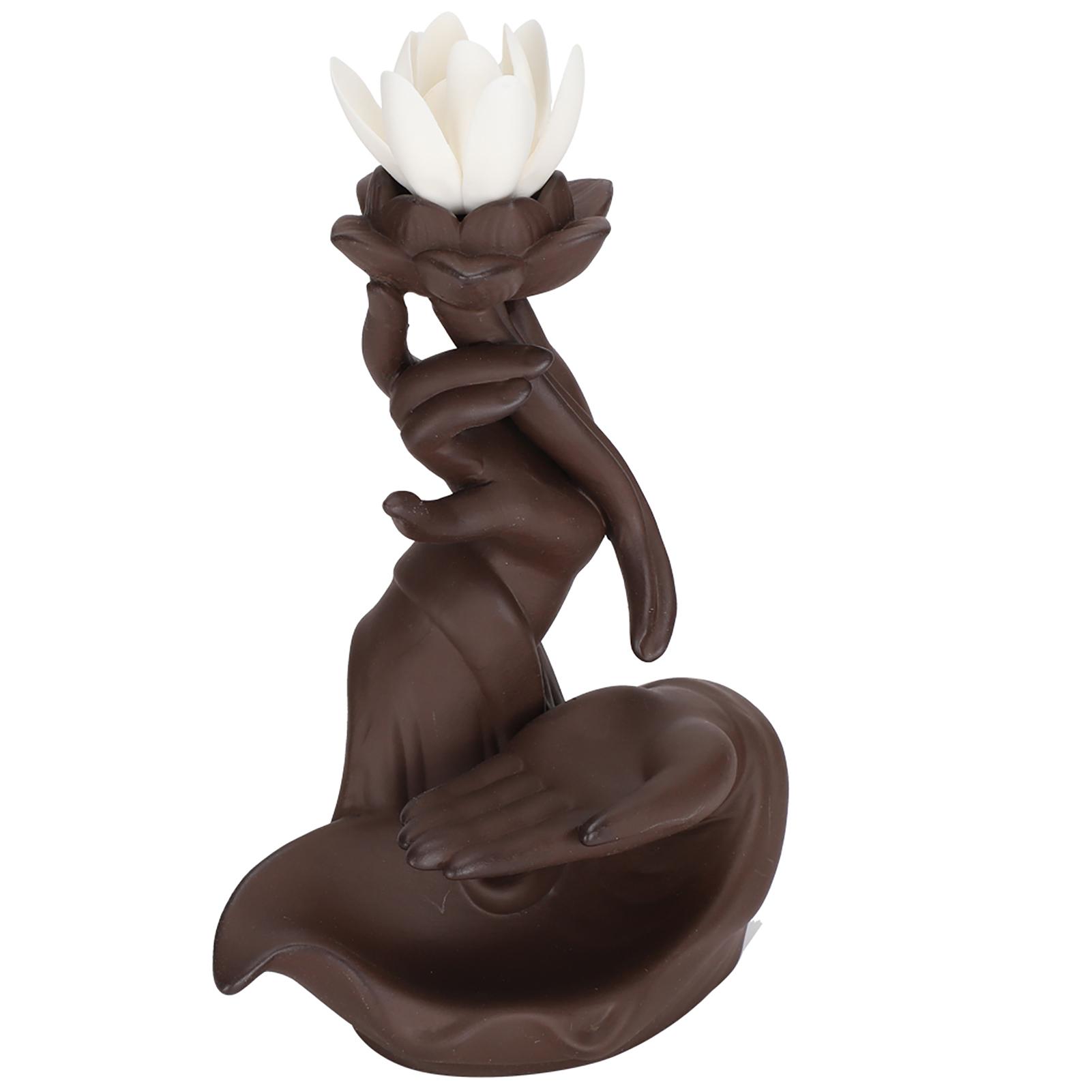 

Bergamot Lotus Heart Incense Burner Innovative Backflow Home Use Ceramic Decoration